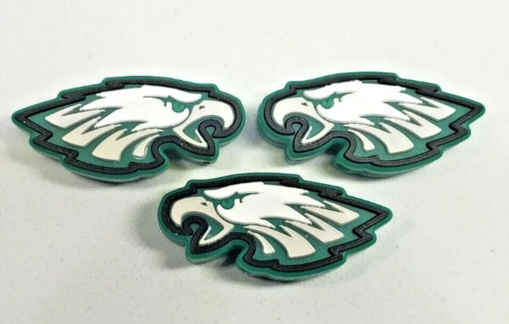 Silicone rubber Philadelphia eagles NFL football focal beads for beadable pens keychains and crafts