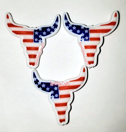 American Flag Bull Focal Bead for beadable pens, keychains and crafts