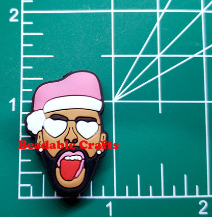 Bad Bunny Santa Hat Christmas Focal bead for Beadable pens, keychains and crafts