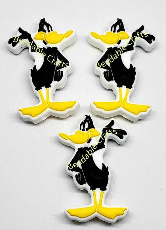 Retro Cartoons Black Duck Focal Bead for beadable pens, keychains and crafts.