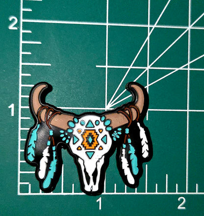 Cow Bull skull head feathers Focal bead for beadable pens, keychains and crafts scissors hair dryer