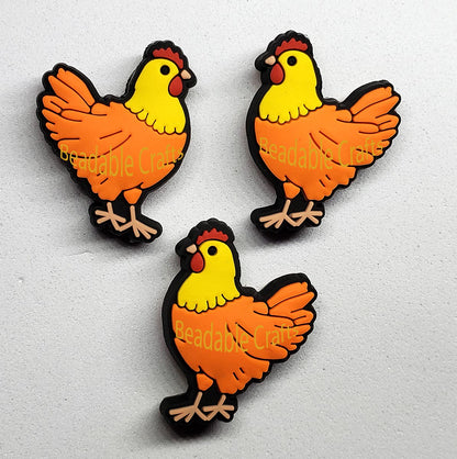 Farm Chicken Focal Beads for beadable pens, keychains and crafts