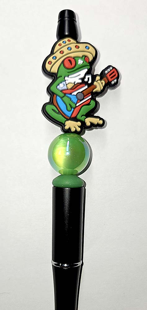 Puerto Rico Coqui frog with guitar Focal bead for beadable pens, keychains flag