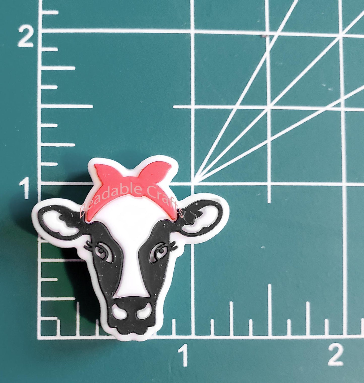 Pretty Red Bandana Cow Focal bead for beadable pens, keychains and crafts