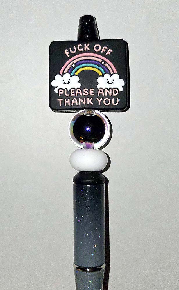 F Off Please and Thank You Focal bead for beadable pens, keychains and crafts rainbow sassy