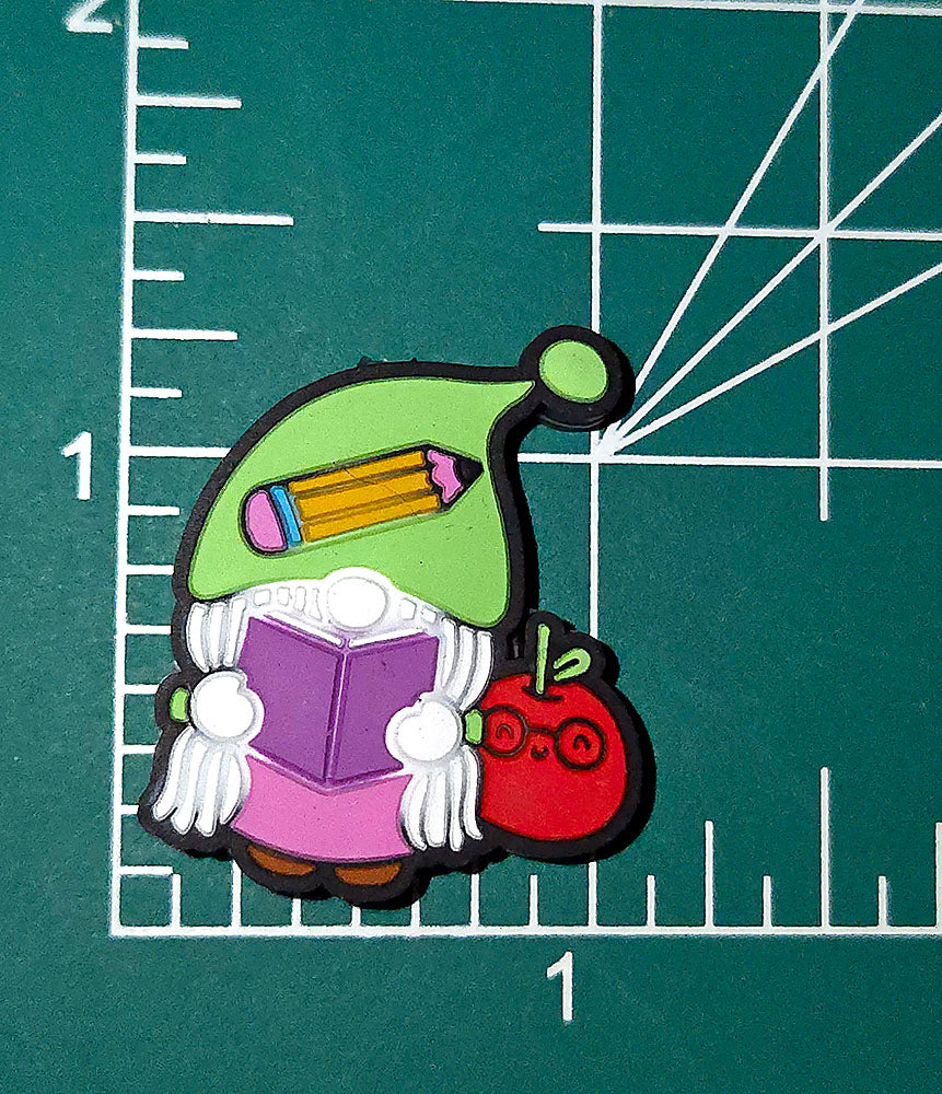 Teacher Gnome with apple, book and pencil. School Focal bead for beadable pens, keychains and crafts (Copy)