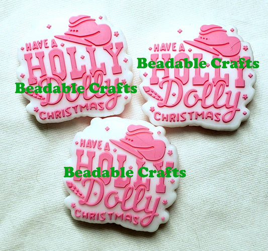 Have A Holly Dolly Christmas Focal Bead for Beadable Pen, Keychains or crafts