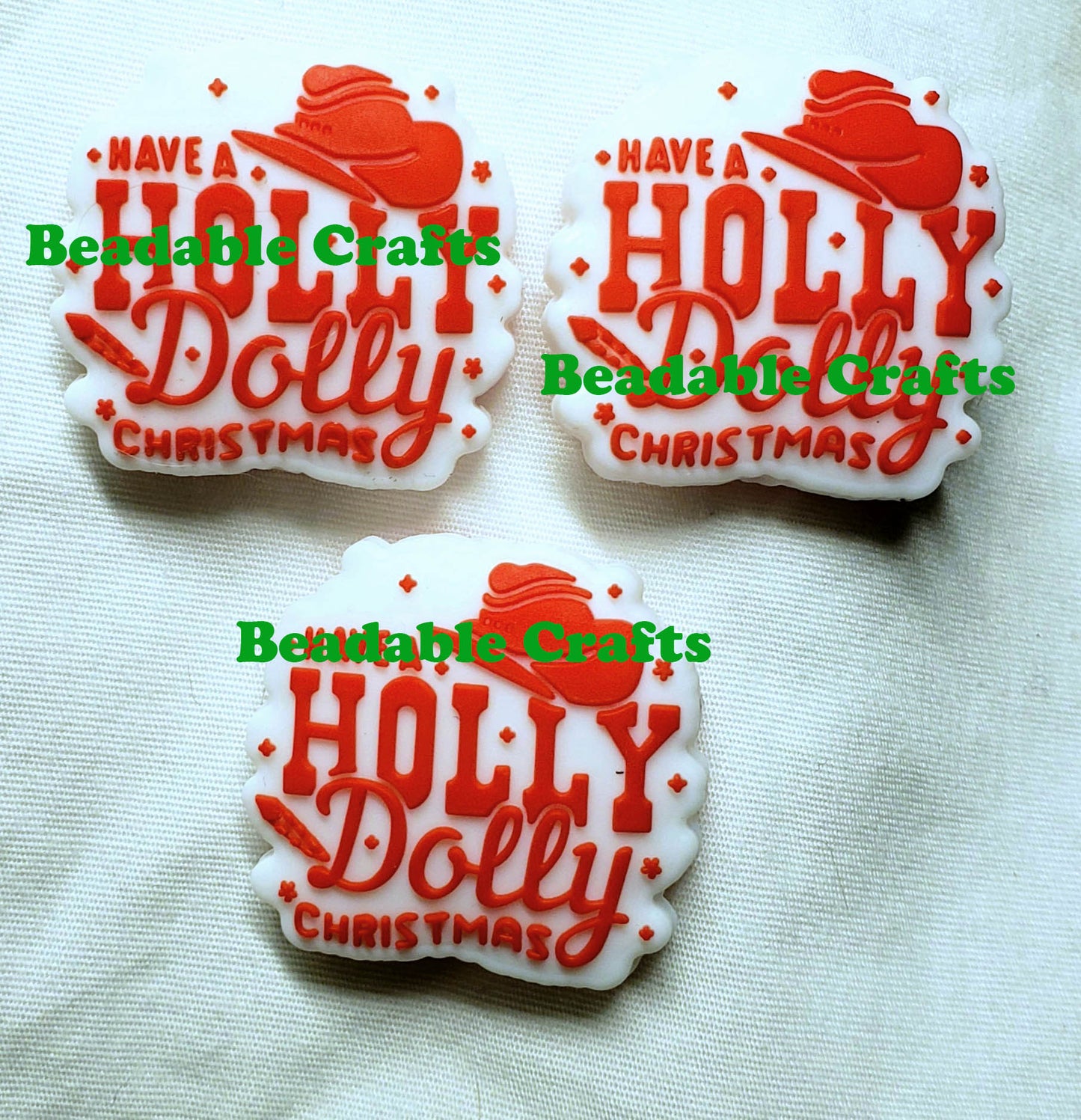 Have A Holly Dolly Christmas Focal Bead for Beadable Pen, Keychains or crafts