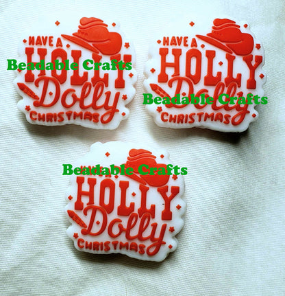 Have A Holly Dolly Christmas Focal Bead for Beadable Pen, Keychains or crafts