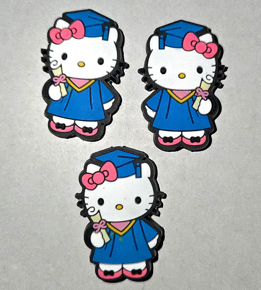 White Kitty Graduate with diploma for Graduation. Focal bead for beadable pens, keychains and crafts