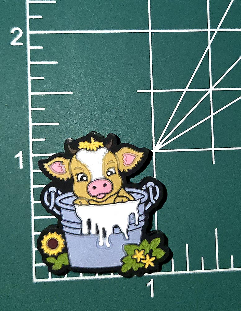 Baby Cow calf in a bucket of milk sunflowers Focal bead for beadable pens, keychains and crafts FARM