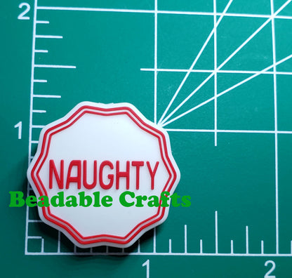 Naughty Nice double sided focal bead for beadable pens, keychains and crafts