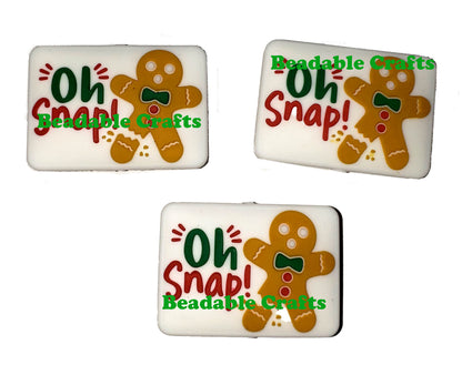 Oh Snap Gingerbread Man Christmas Focal Bead for Beadable pens, keychains and crafts