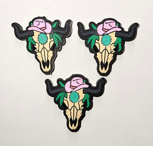 Bull Cow Skull pink Cowgirl hat Focal bead for beadable pens, keychains cute Western cowboy