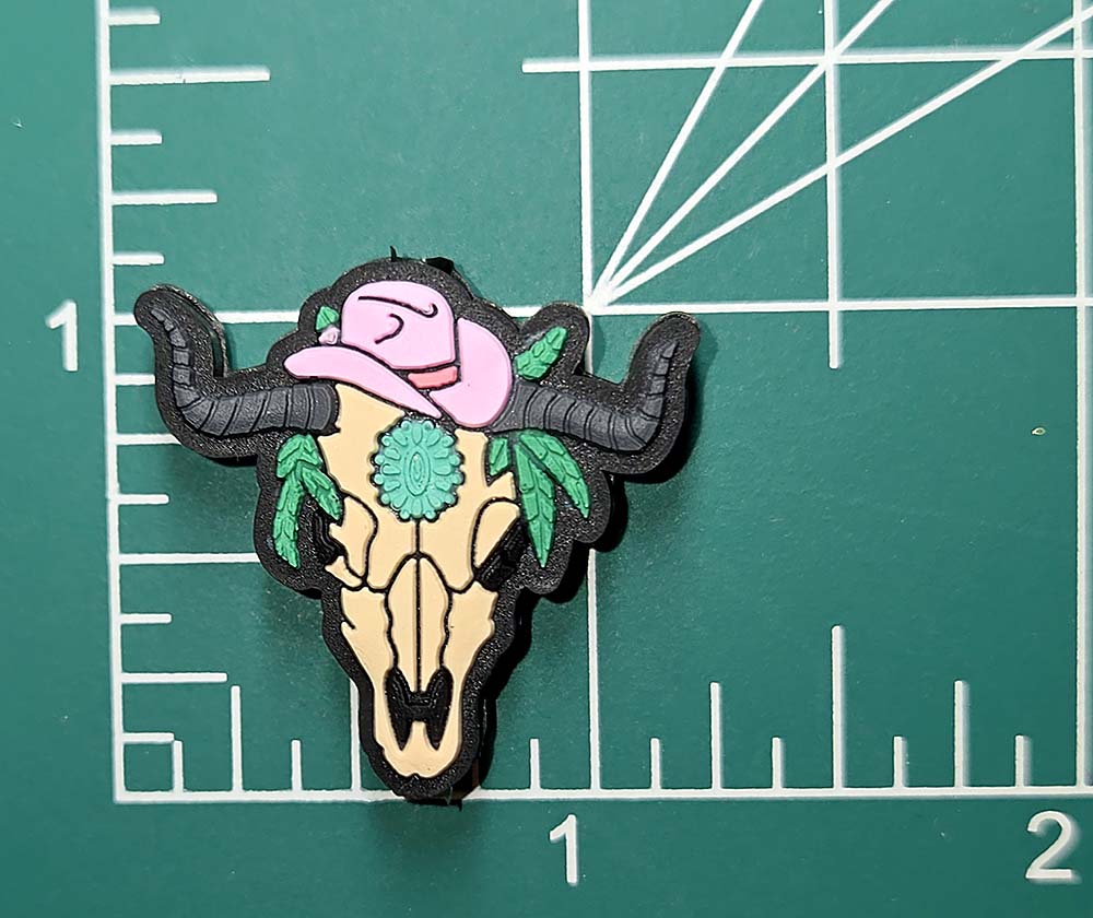 Bull Cow Skull pink Cowgirl hat Focal bead for beadable pens, keychains cute Western cowboy