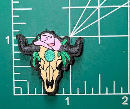 Bull Cow Skull pink Cowgirl hat Focal bead for beadable pens, keychains cute Western cowboy