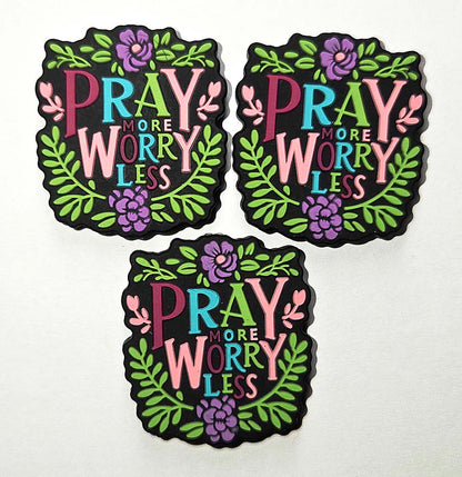 Pray More Worry Less Focal bead for beadable pens, keychains Religious Positive