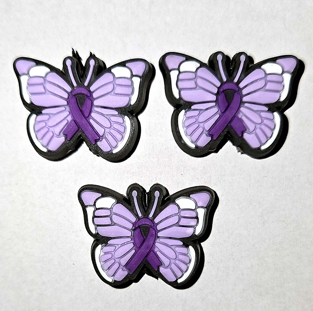 Purple Ribbon Butterfly Focal bead for beadable pens, keychains and crafts