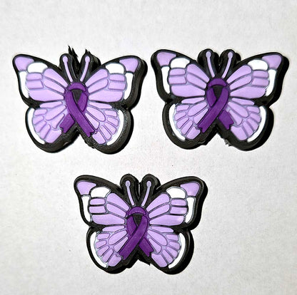 Purple Ribbon Butterfly Focal bead for beadable pens, keychains and crafts