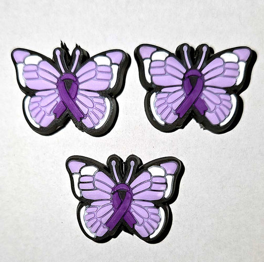 Purple Ribbon Butterfly Focal bead for beadable pens, keychains and crafts