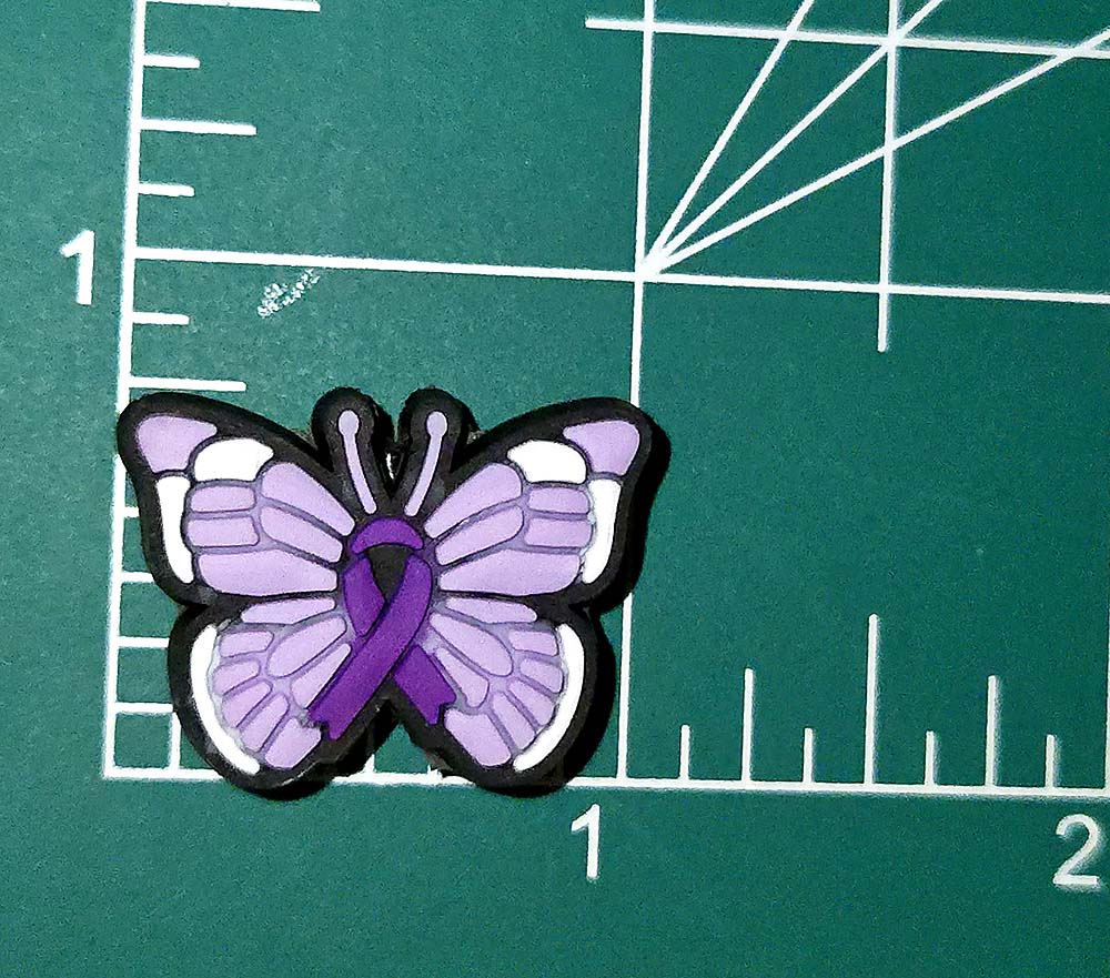 Purple Ribbon Butterfly Focal bead for beadable pens, keychains and crafts