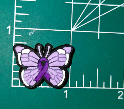 Purple Ribbon Butterfly Focal bead for beadable pens, keychains and crafts