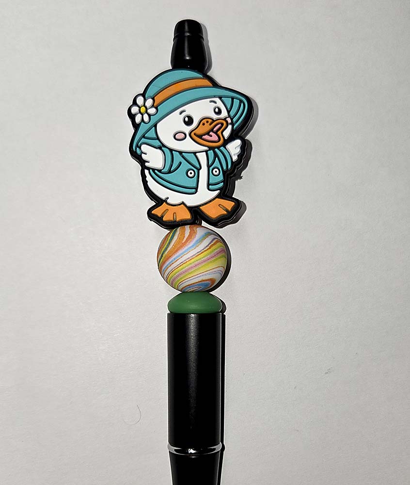 Duck with blue hat and jacket Focal bead for beadable pens, keychains cute sarcastic