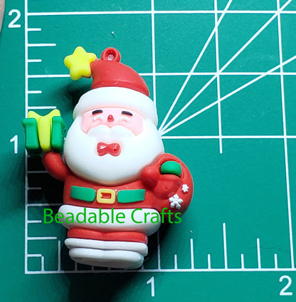 Santa Claus Christmas Rubber Pen topper Pendant for beadable pens and crafts