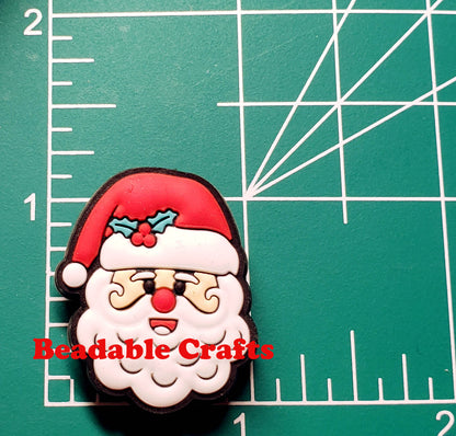 Textured Santa Claus face Christmas Focal bead for Beadable pens, keychains and crafts