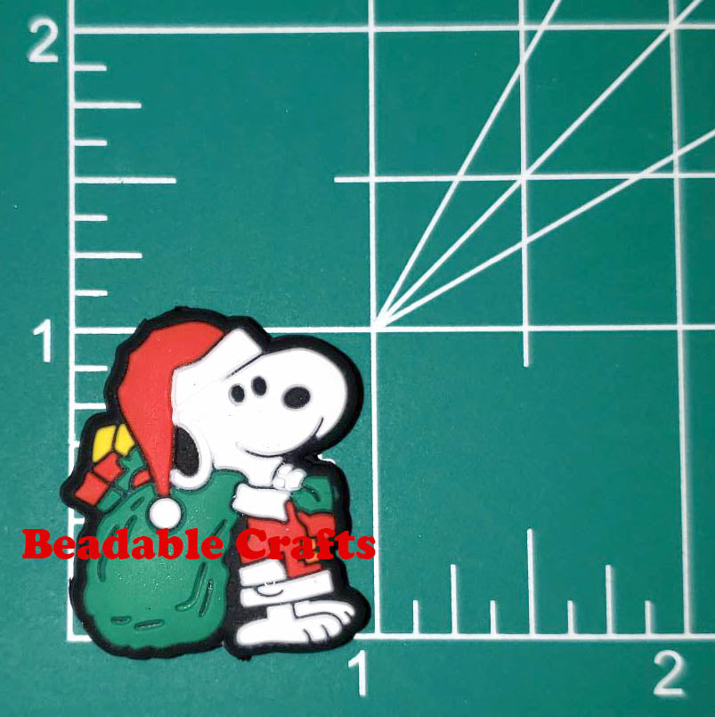 Snoopy Dressed as Santa with bag Focal Christmas Bead for Beadable pens, keychains and crafts.