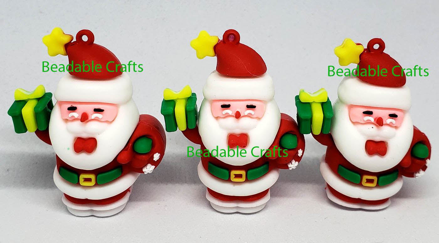 Santa Claus Christmas Rubber Pen topper Pendant for beadable pens and crafts