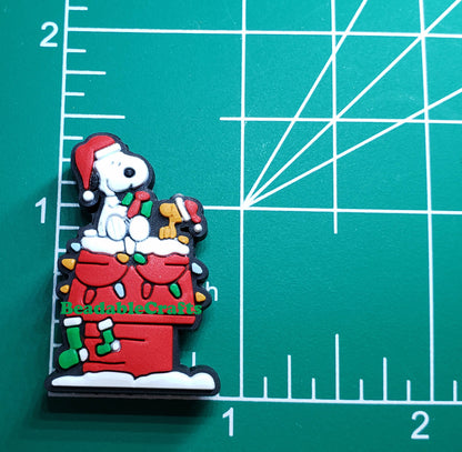 Snoopy Woodstock lit dog house Christmas Focal Bead for beadable pens, keychains and crafts