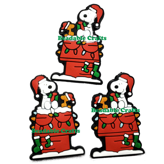 Snoopy Woodstock lit dog house Christmas Focal Bead for beadable pens, keychains and crafts