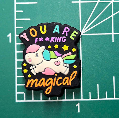 You Are F'ing Magical Unicorn Focal bead for beadable pens, keychains sarcastic sassy curse positive