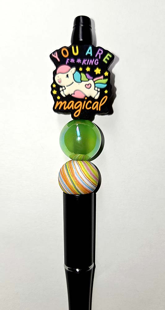 You Are F'ing Magical Unicorn Focal bead for beadable pens, keychains sarcastic sassy curse positive