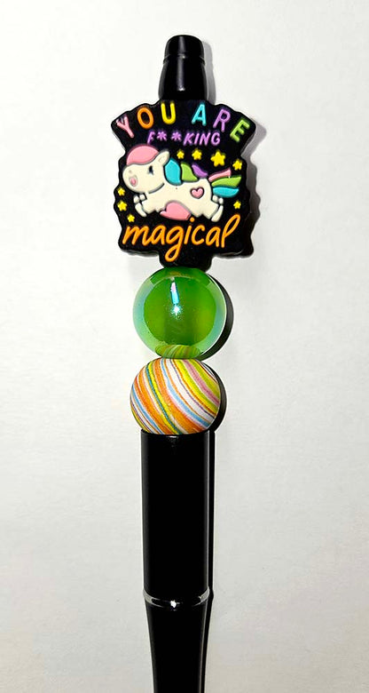 You Are F'ing Magical Unicorn Focal bead for beadable pens, keychains sarcastic sassy curse positive