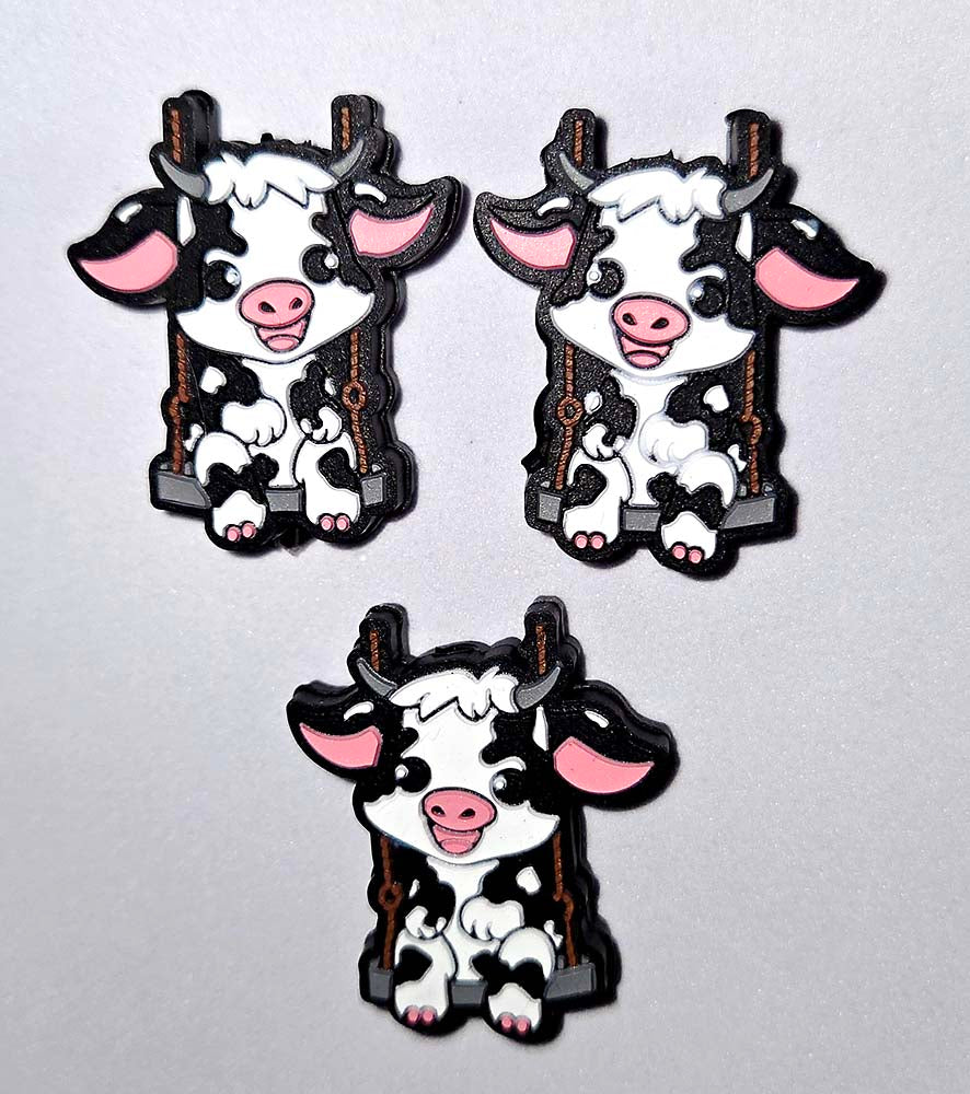 Swinging Swing Cow calf Focal bead for beadable pens, keychains and crafts FARM country