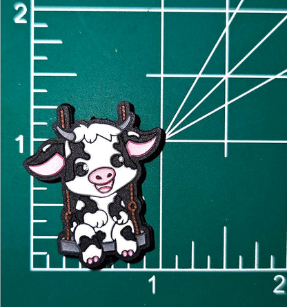 Swinging Swing Cow calf Focal bead for beadable pens, keychains and crafts FARM country